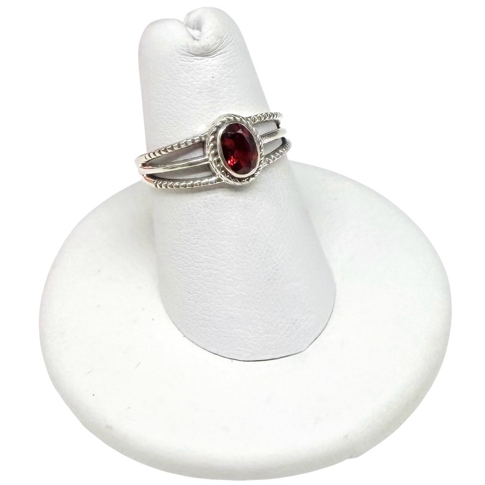 Hessonite Garnet Ring Size 7 Solid 925 Sterling S… - image 4